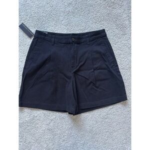 Banana Republic Womens Pleat Front Shorts Black 5.25 Inseam Size 12 NWT Summer